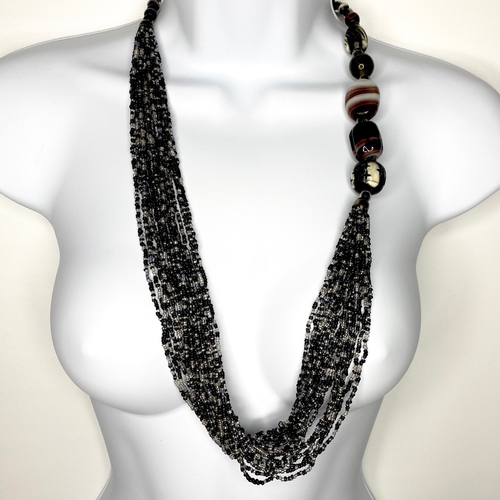 Boho Seed Bead Multi Stranded Statement Necklace